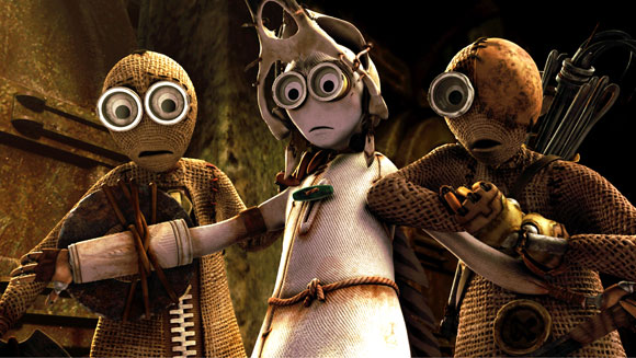 (l-r.) #9 (voiced by Elijah Wood), #7 (voiced by Jennifer Connelly), and #5 (voiced by John C. Reilly) in 9. Photo Credit: Focus Features