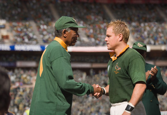 ©2009, Warner Bros. Pictures MORGAN FREEMAN as Nelson Mandela and MATT DAMON as Francois Pienaar in Warner Bros. Pictures' and Spyglass Entertainment's drama INVICTUS, a Warner Bros. Pictures release. Photo by Keith Bernstein
